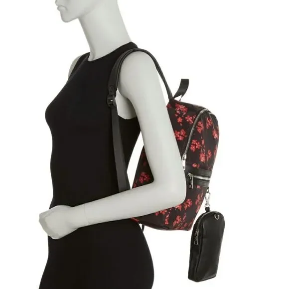 Madden Girl Mini Backpack & Pouch Bag, Lightweight, Black Red Floral, NWT - Picture 3 of 14
